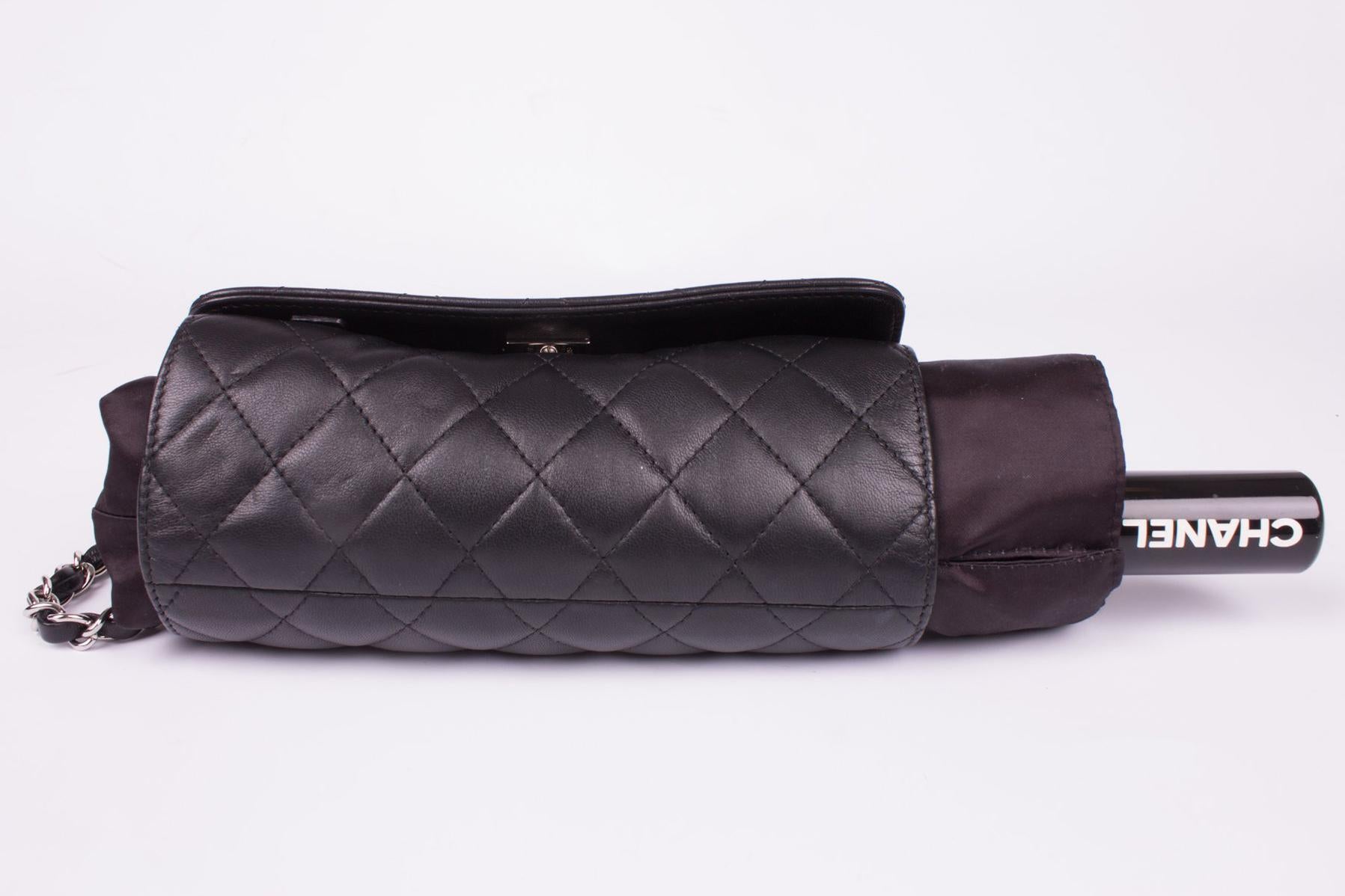Black Chanel Umbrella Case Single Flap Bag - black leather