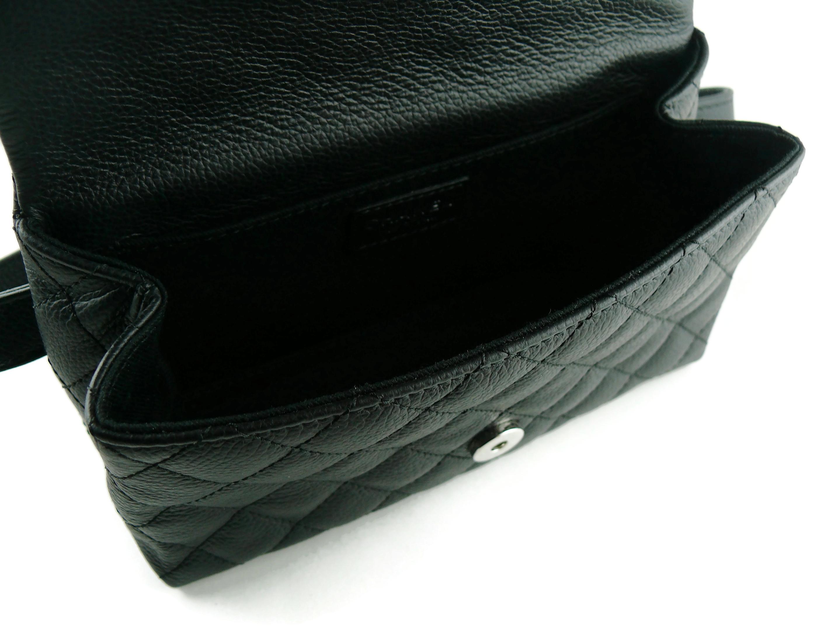 Chanel Uniform Black Quilted Grained Leather Waist-Belt Bag 2