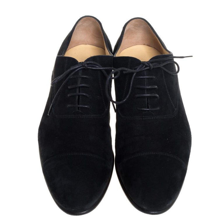 Chanel Uniform Black Suede Cap Toe Lace Up Oxford Size 43 at  display picture 3