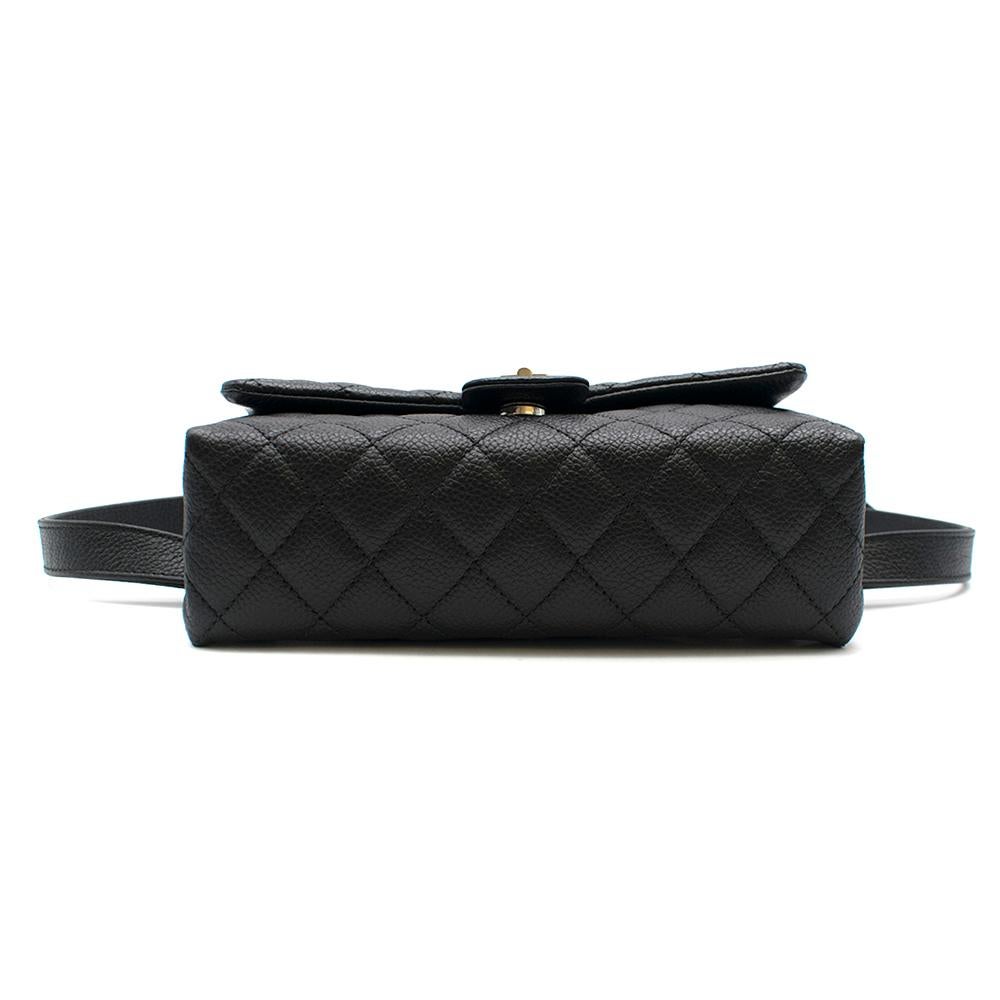 Chanel Uniform Caviar Leather Black Belt Bag In Excellent Condition In London, GB