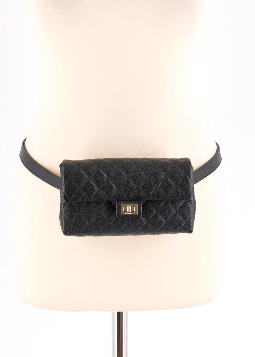 Women's Chanel Uniform Caviar Leather Black Belt Bag