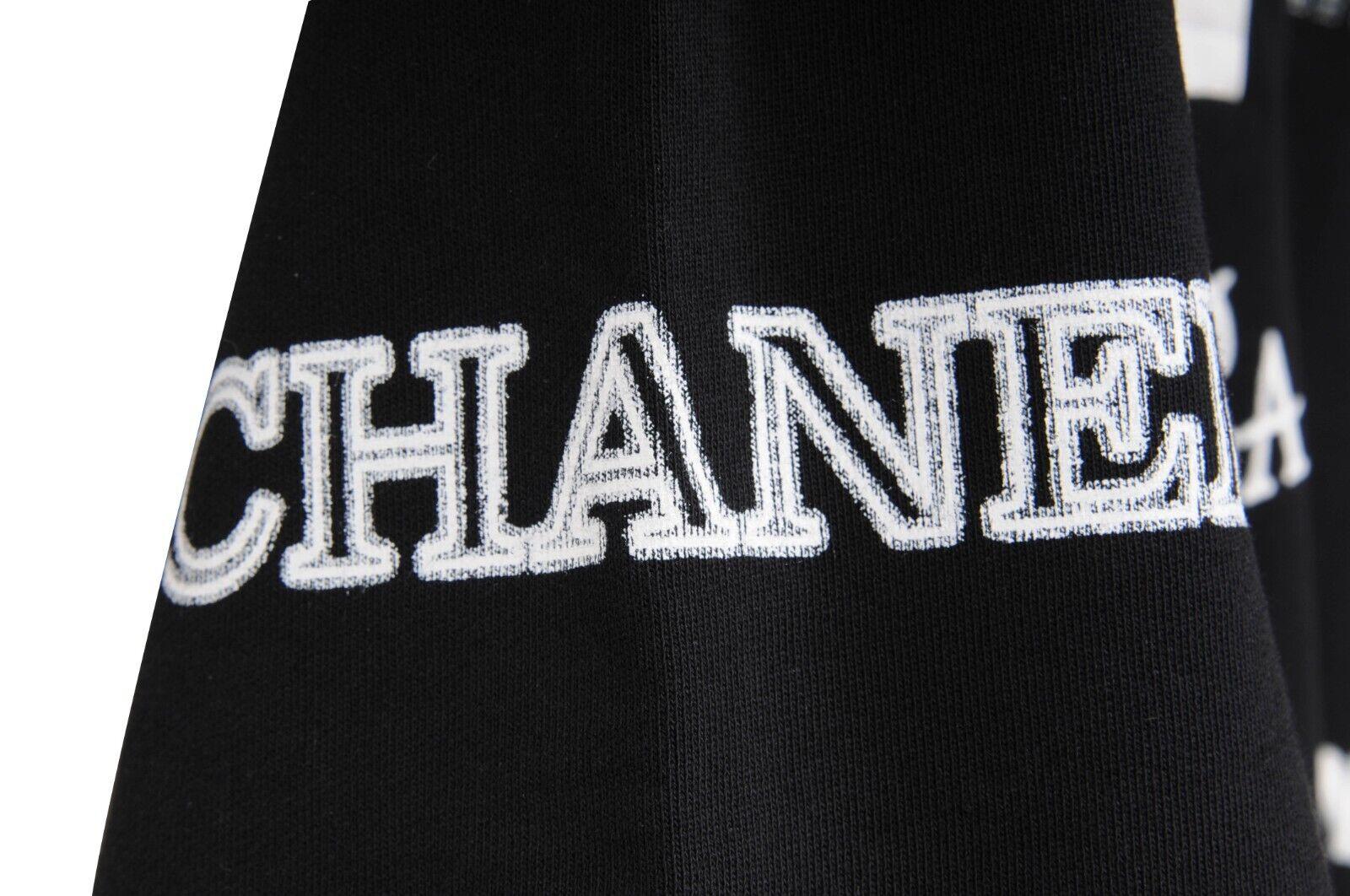 Chanel Unisex 21S Embroidered CC Logo Print Polo Shirt XL M Black White Crystal In New Condition For Sale In North Miami, FL