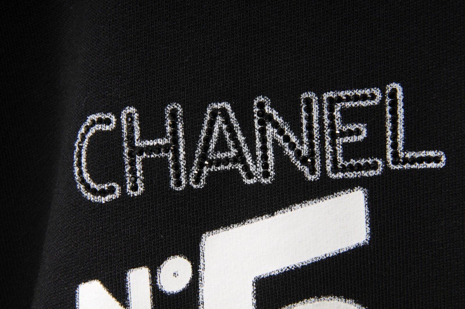 Chanel Unisex 21S Embroidered CC Logo Print Polo Shirt XL M Black White Crystal For Sale 1