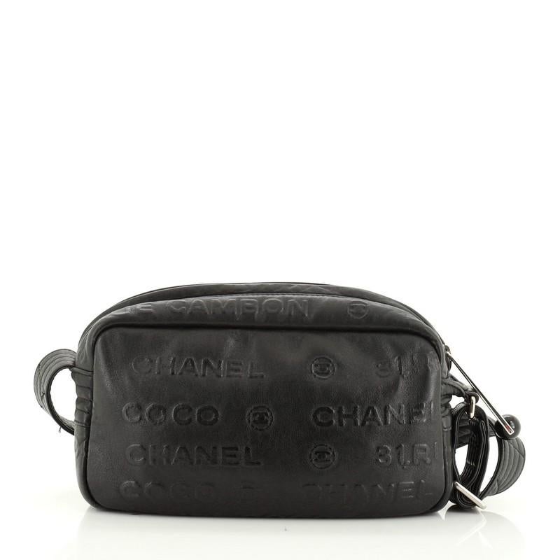 Black Chanel Unlimited Crossbody Bag Embossed Leather Small