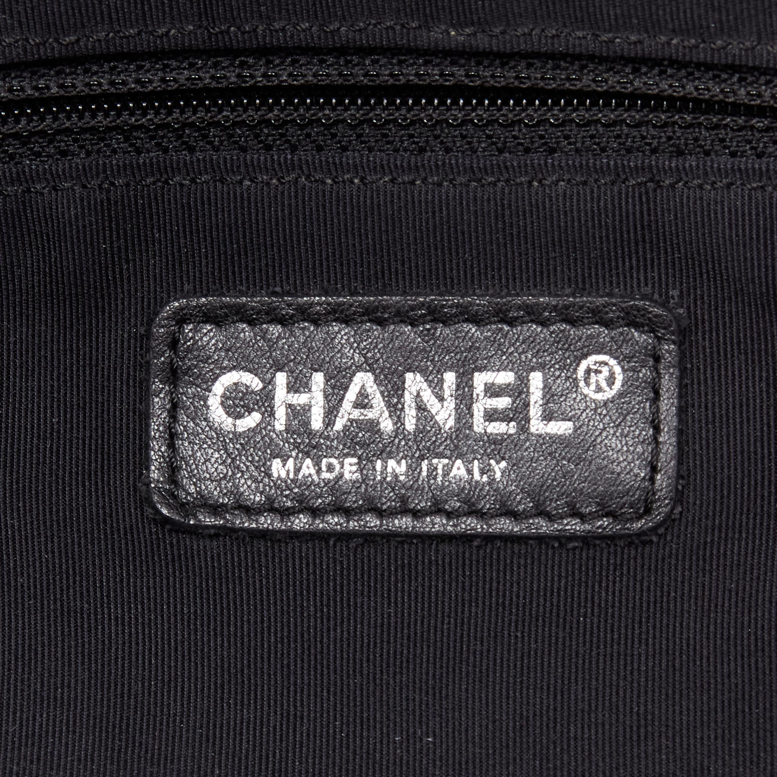 CHANEL Unlimited Ligne silver black logo print crossbody weekender bag 4