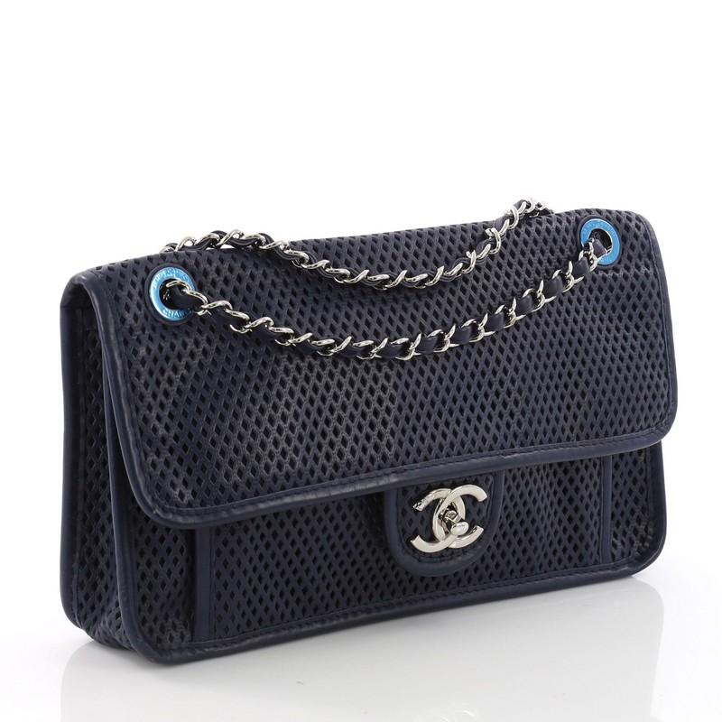 Black Chanel Up In The Air Flap Bag Perforated Leather Medium