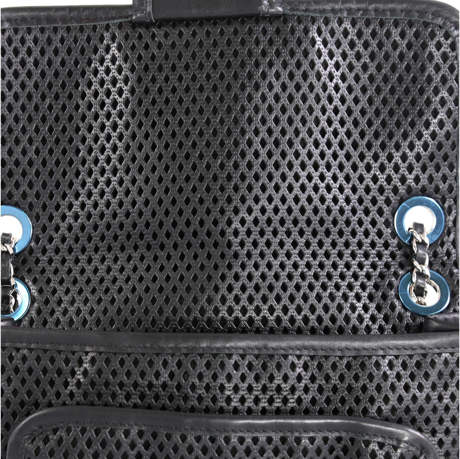 Black Chanel Up In The Air Flap Bag Perforated Leather Small