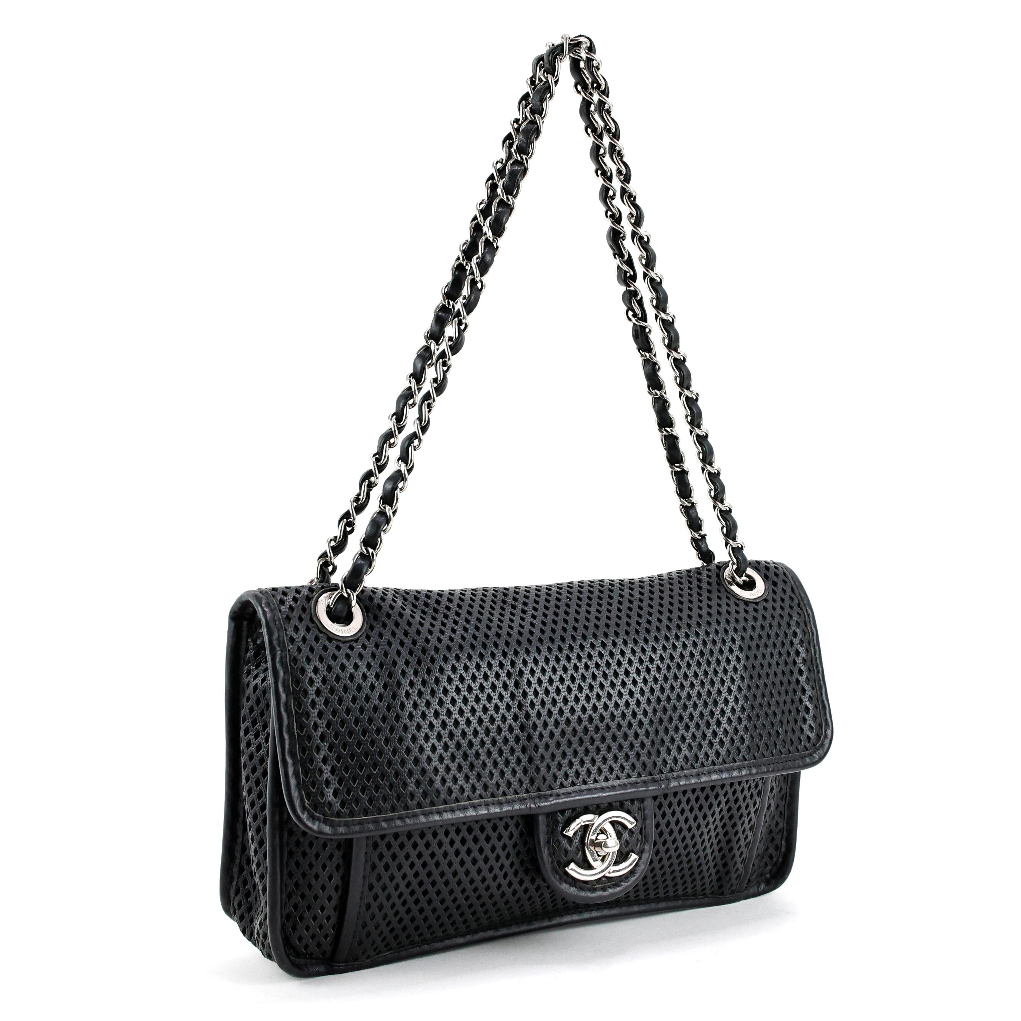 Black Chanel Up In The Air Perforated CC Flap Bag