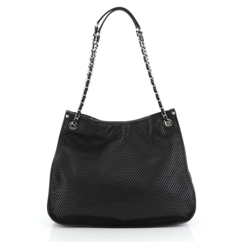 Black Chanel Up In The Air Tote Perforated Leather