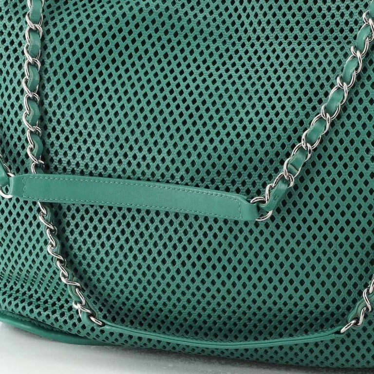 Chanel White Perforated Leather Shopper Deauville Bag at 1stDibs