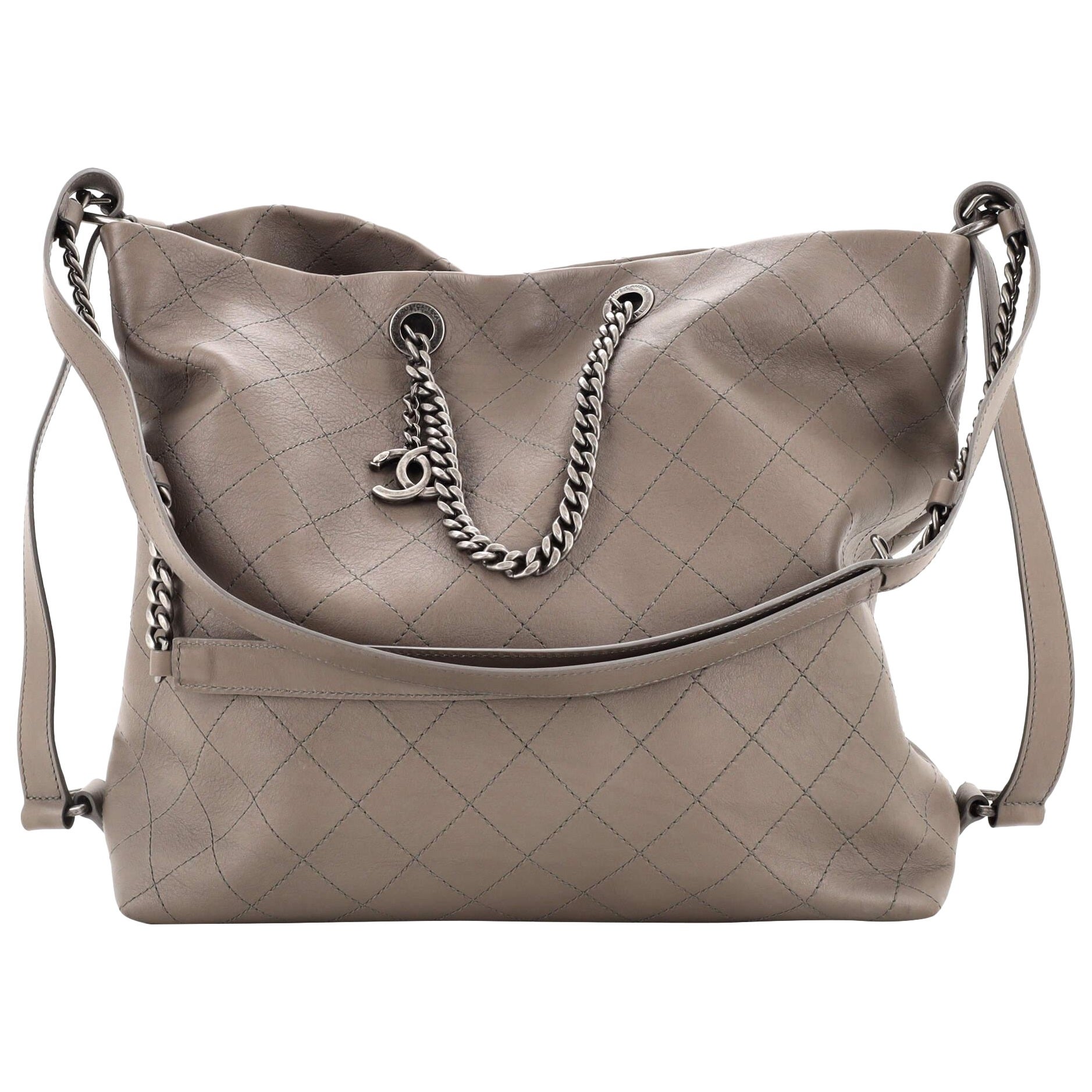 Chanel Urban Allure Chain Handle Hobo Stitched Calfskin Medium