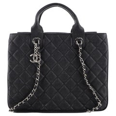Chanel Urban Companion Top Handle Shopping Tote Quilted Caviar Large
