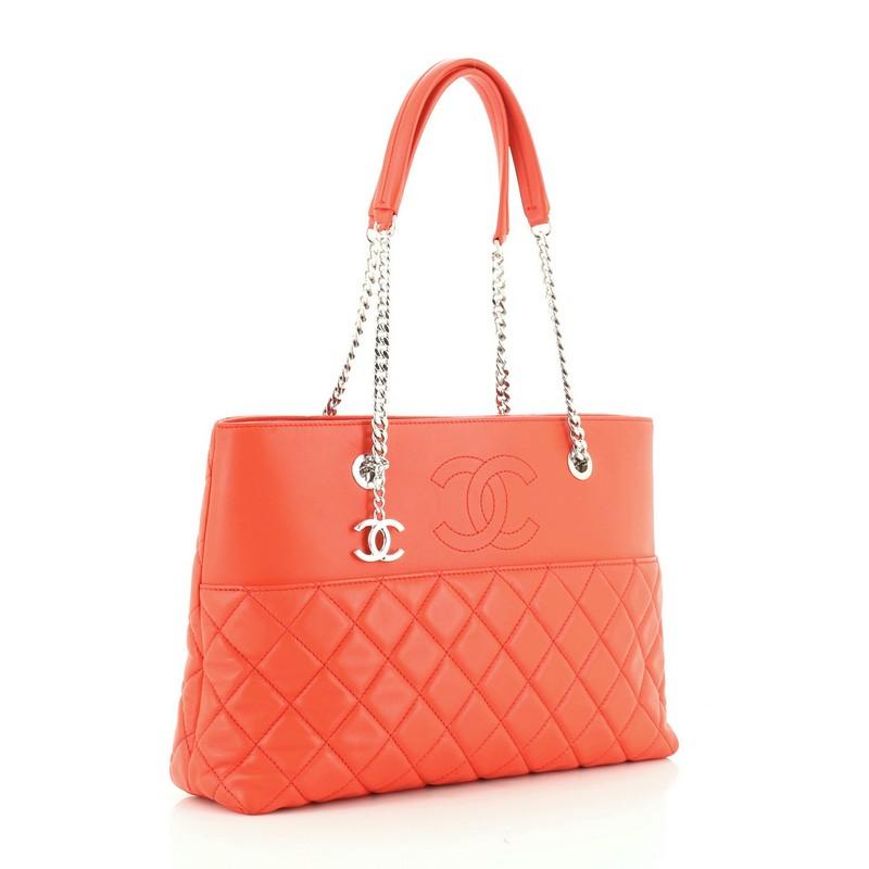 Red Chanel Urban Delight Chain Tote Quilted Lambskin Medium