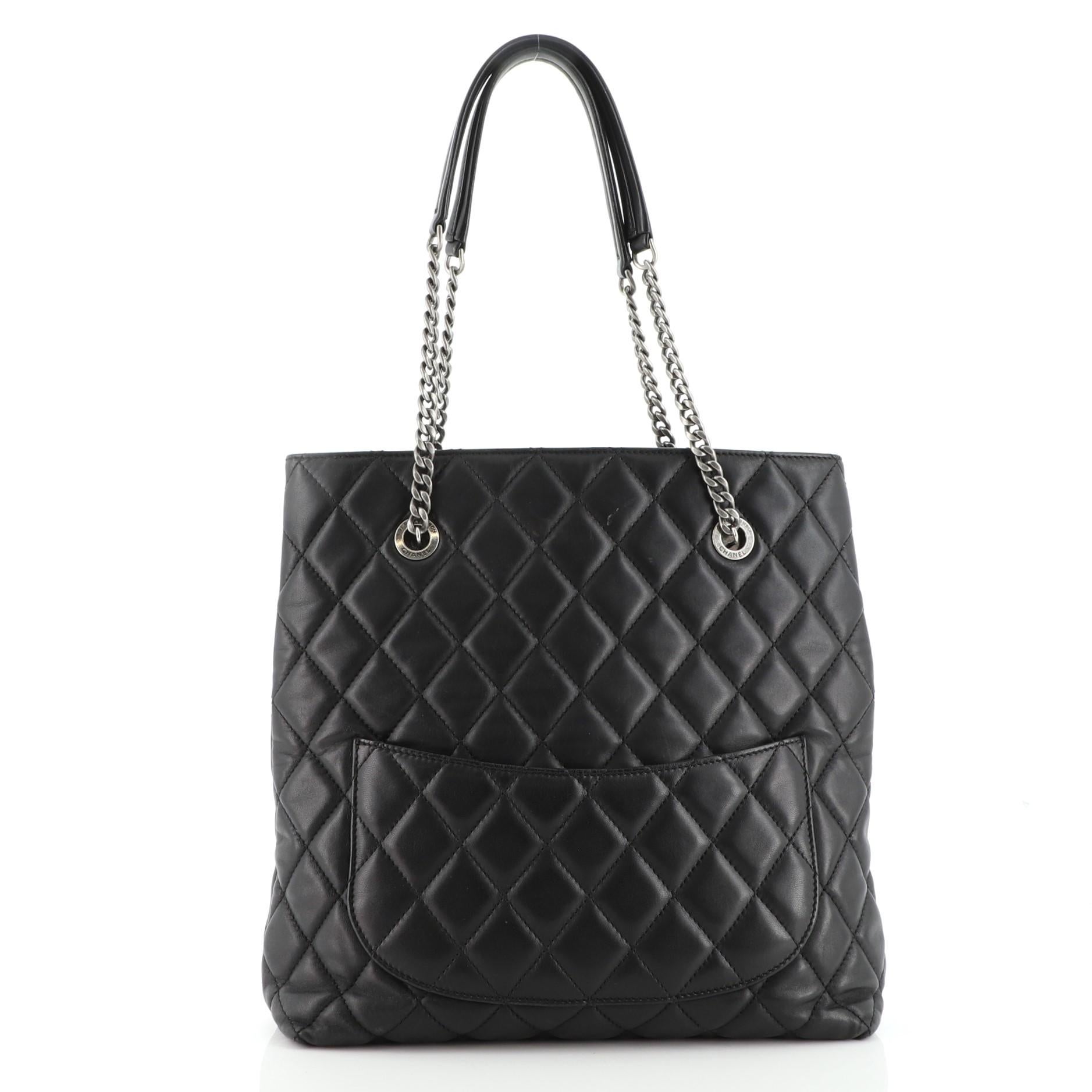 Black Chanel Urban Delight Chain Tote Quilted Lambskin Small