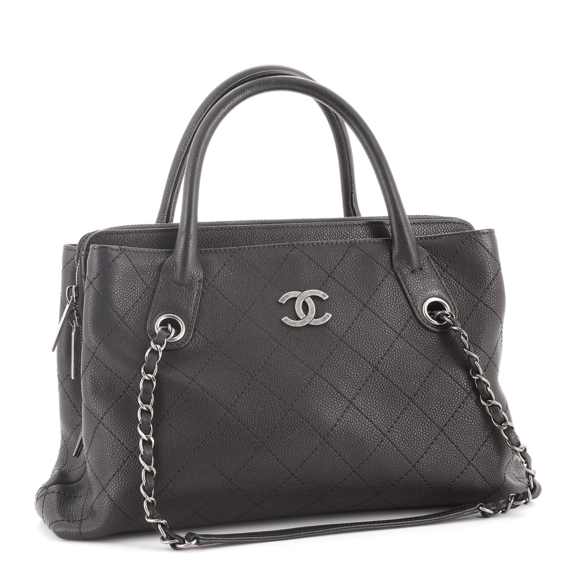 Black Chanel Urban Shopping Tote Quilted Caviar Small