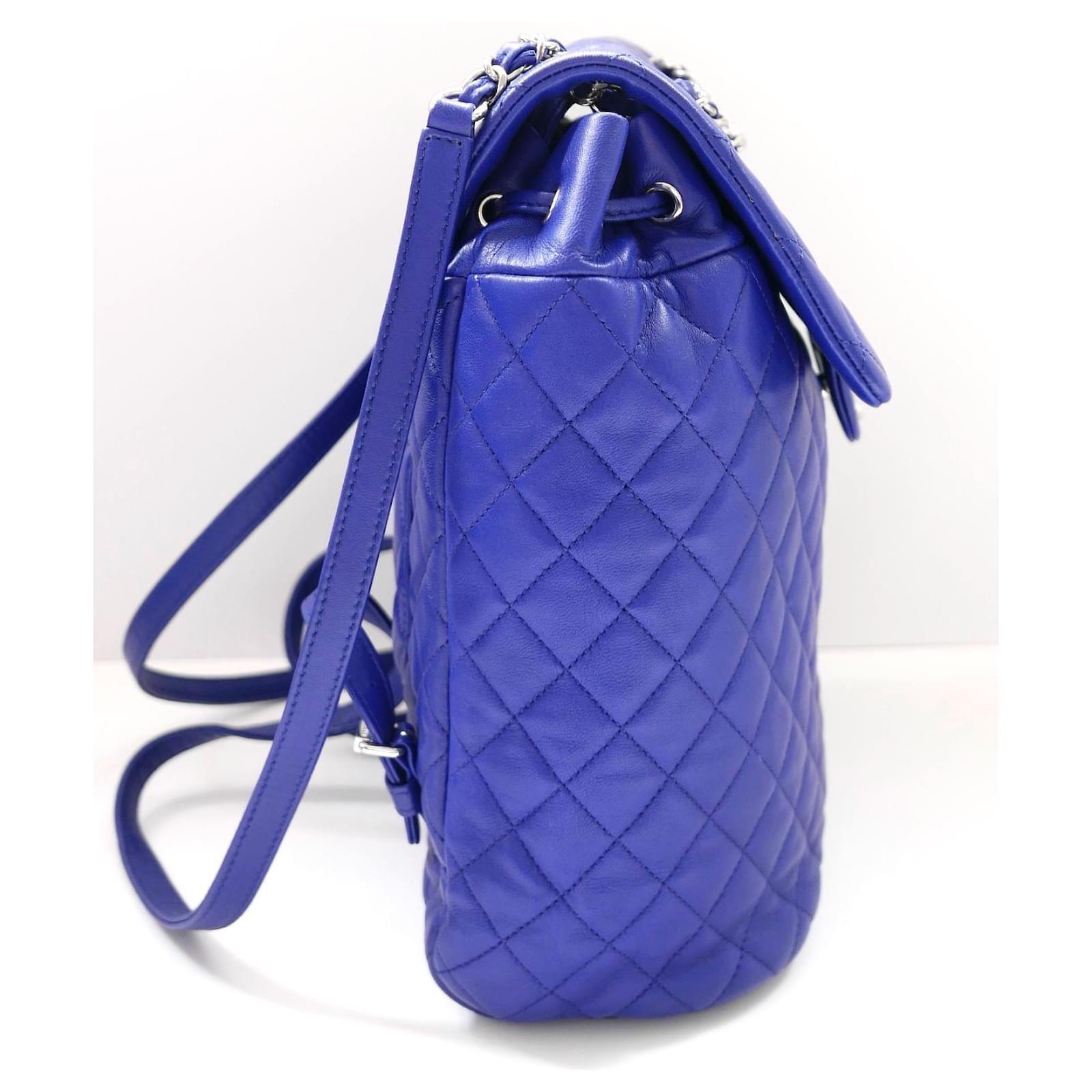 Chanel Urban Spirit Backpack Blue Lamb Leather In Excellent Condition For Sale In London, GB