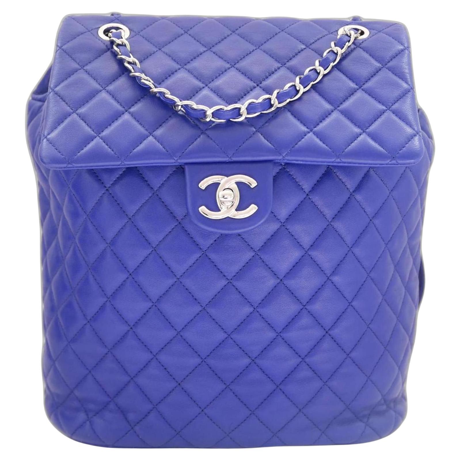 Chanel Urban Spirit Backpack Blue Lamb Leather For Sale