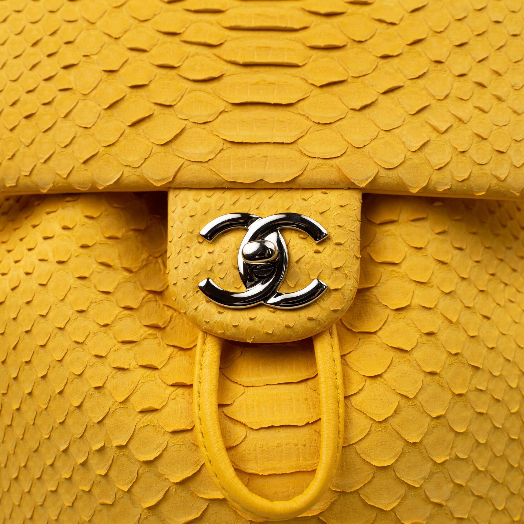 Chanel Urban Spirit Backpack Medium Python Yellow  For Sale 7