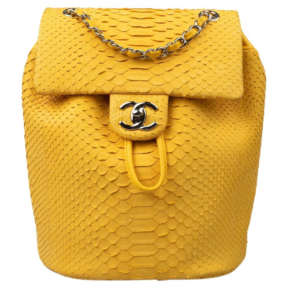 Chanel Urban Spirit Backpack Medium Python Yellow  For Sale
