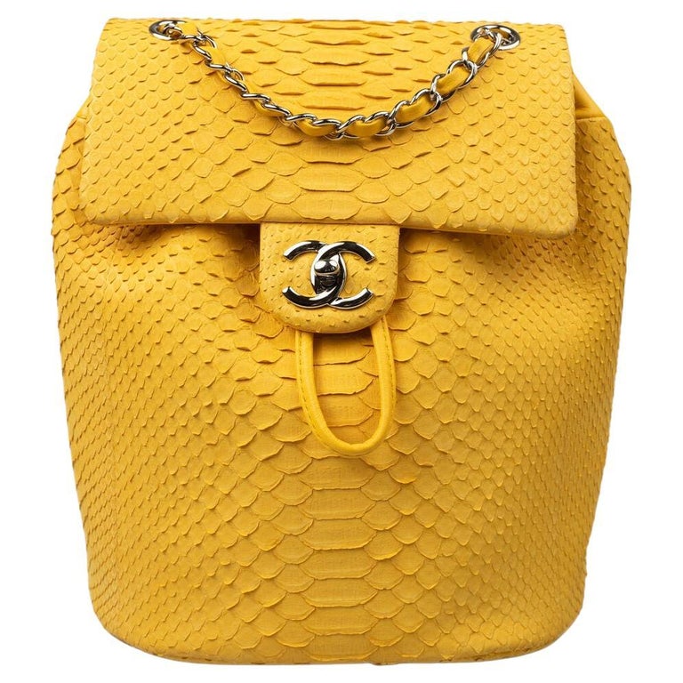 Chanel Urban Spirit Backpack Medium Python Yellow For Sale at 1stDibs