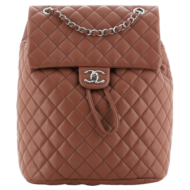 Chanel Large Quilted Urban Spirit Backpack Grey Gold Hardware