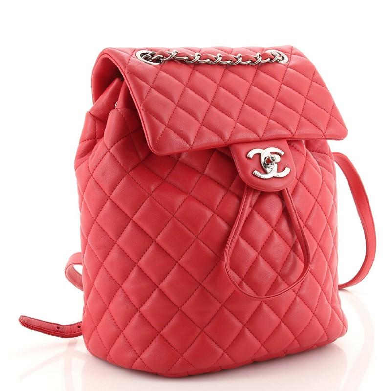 Red Chanel Urban Spirit Backpack Quilted Lambskin Small