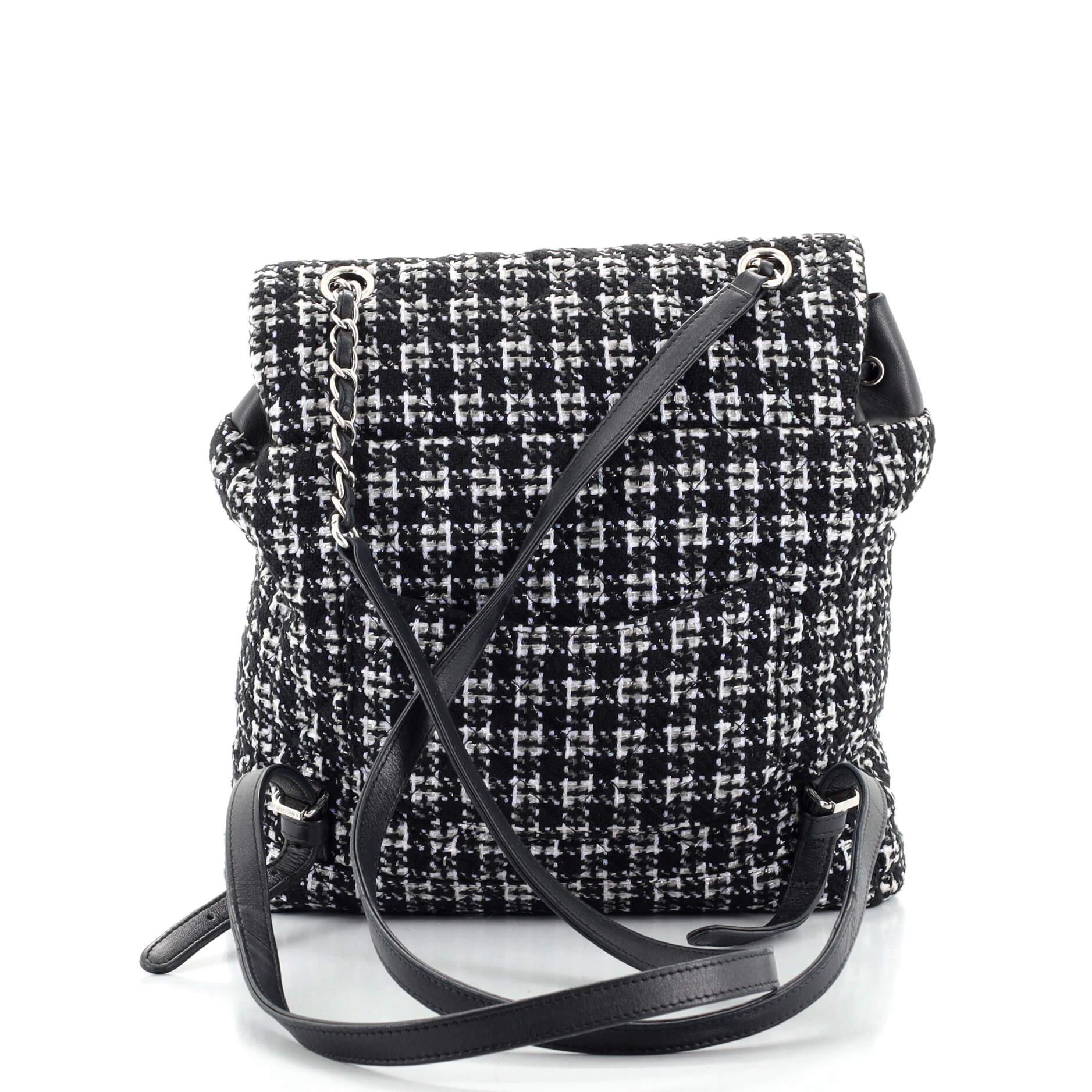 Black Chanel Urban Spirit Backpack Quilted Tweed Large