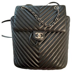 Chanel Urban Spirit Chevron Black Large Backpack