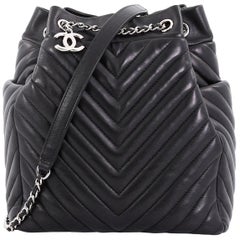 Chanel Urban Spirit Drawstring Bag Chevron Calfskin Small