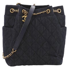 Chanel Urban Spirit Drawstring Bag Quilted Denim Small