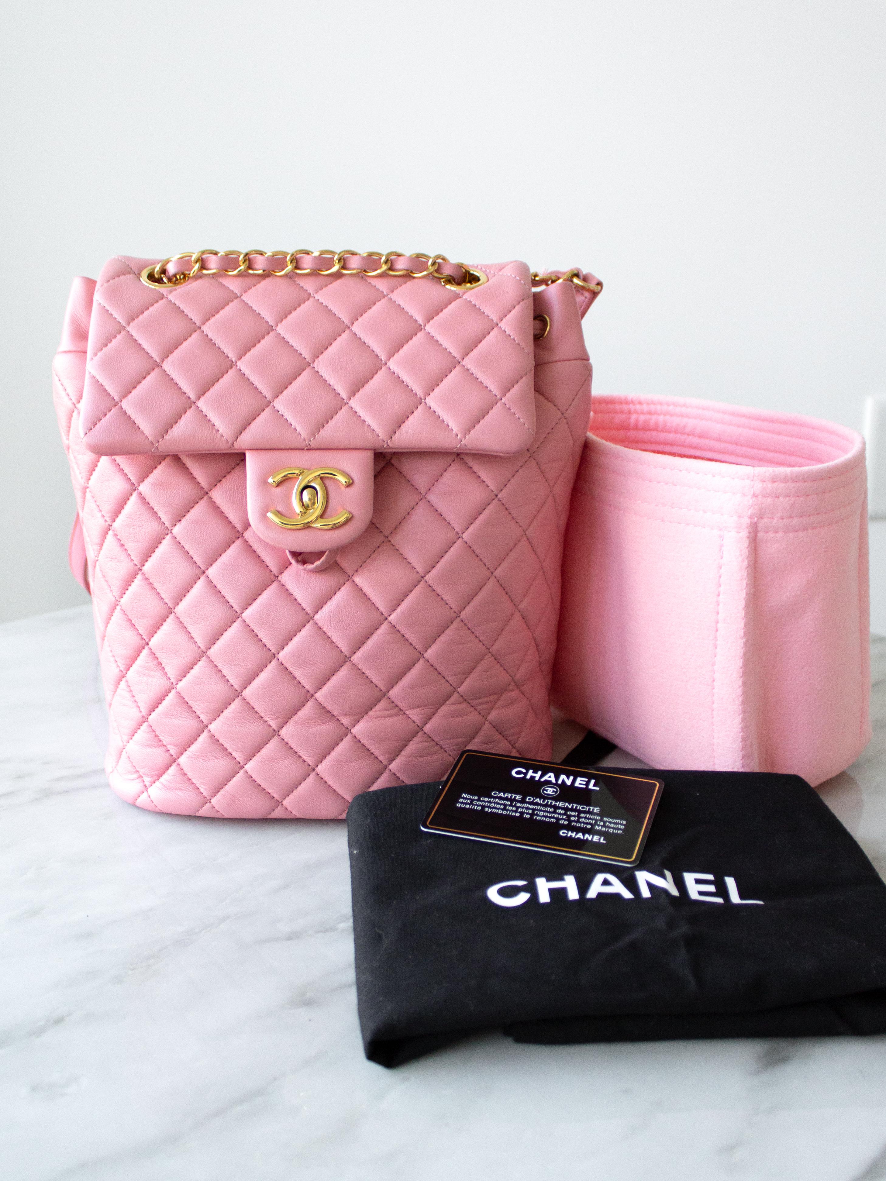 Chanel Urban Spirit Pink Quilted Lambskin Leather Gold CC Backpack 7