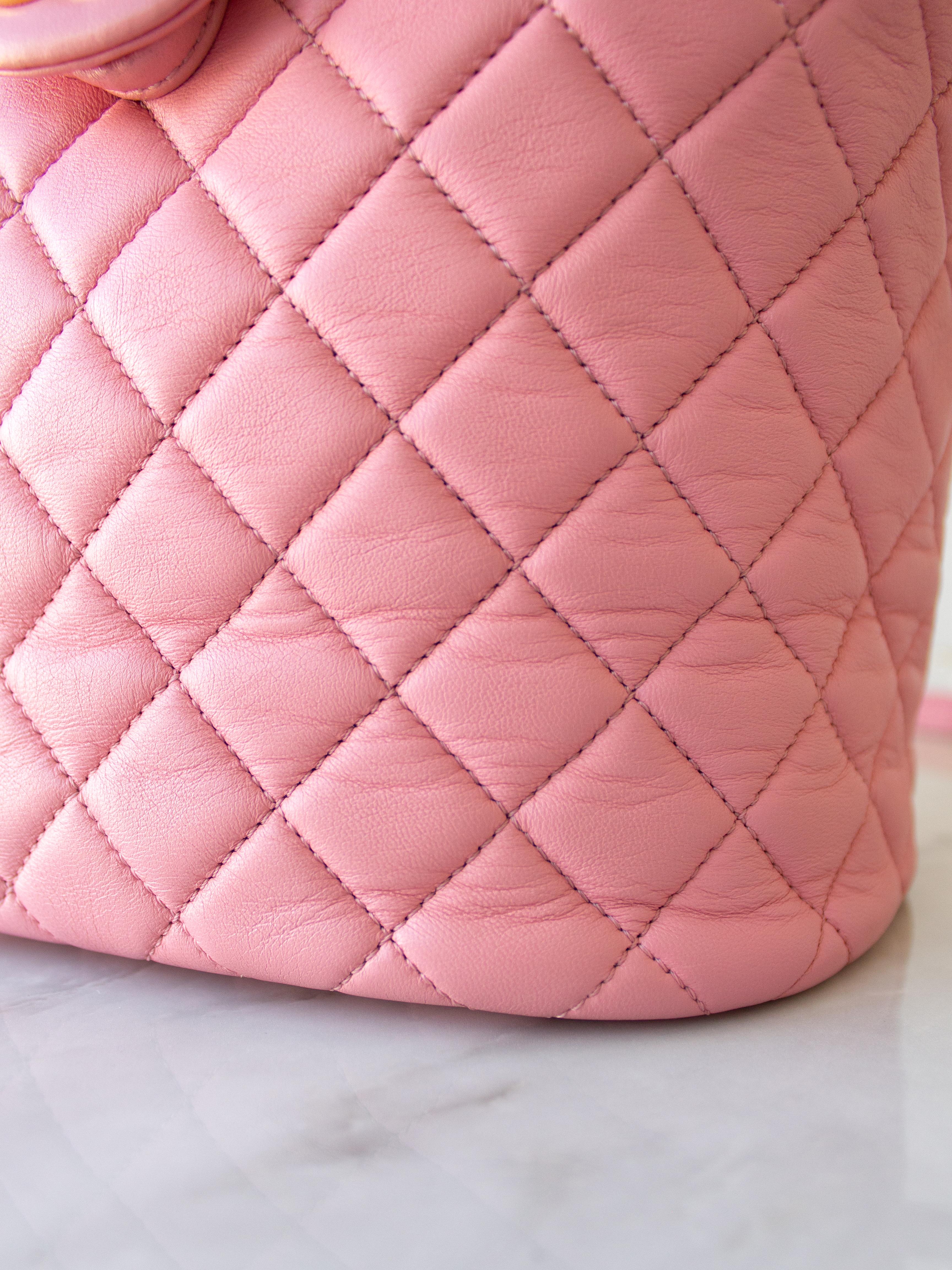 Women's or Men's Chanel Urban Spirit Pink Quilted Lambskin Leather Gold CC Backpack