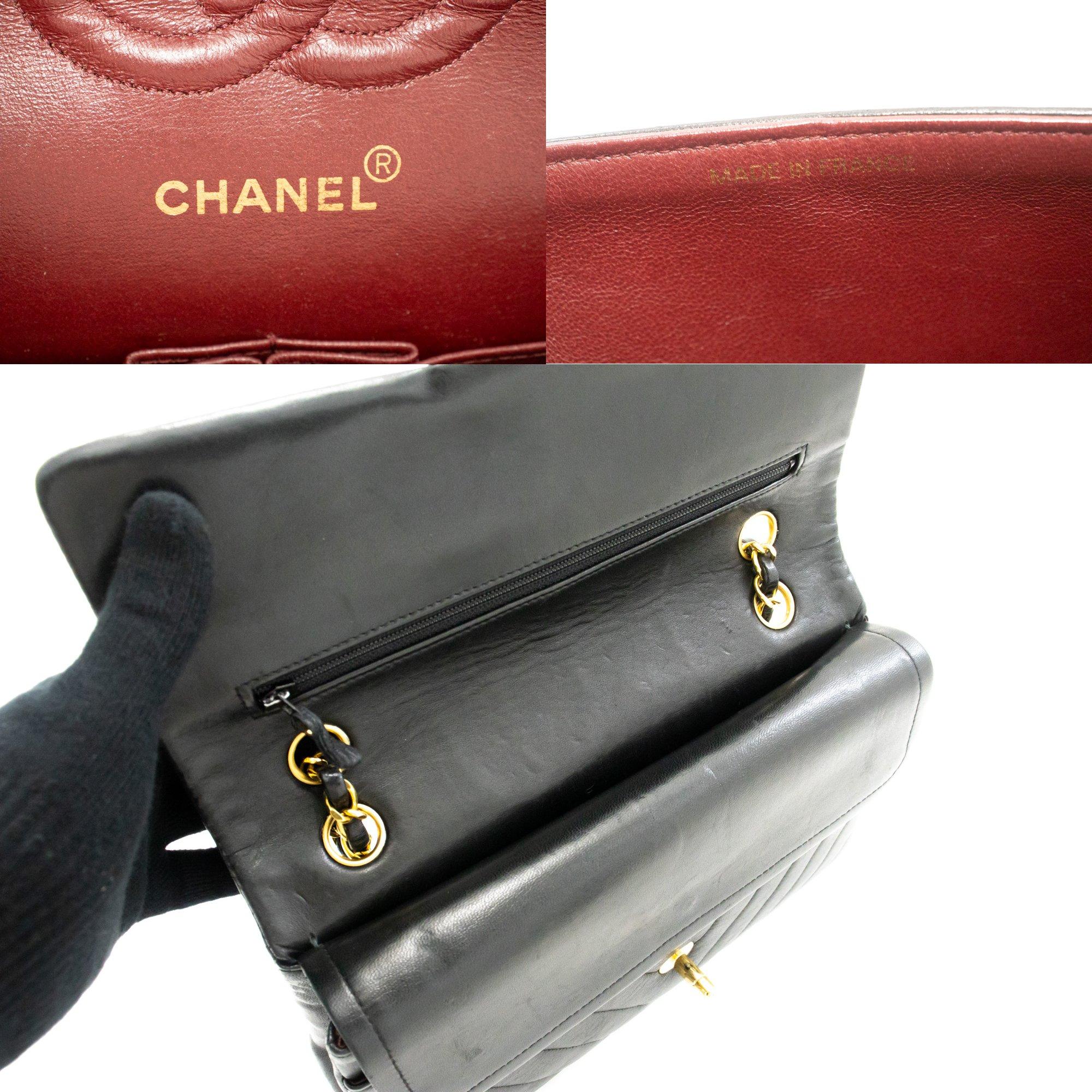 CHANEL V-Stitch Double Flap Medium Chain Shoulder Bag Black Lamb 4