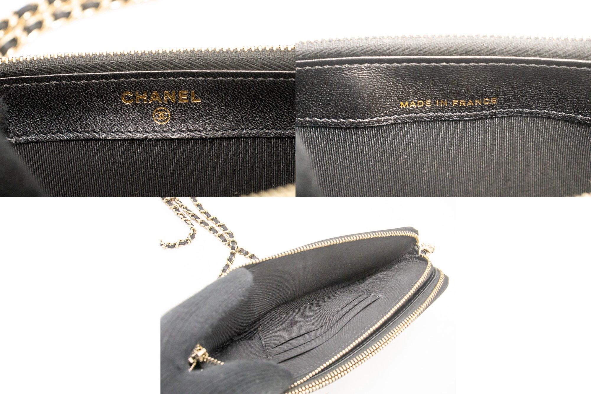 CHANEL V-Stitch Lambskin WOC Wallet On Chain Double Zip Chain Bag For Sale 3