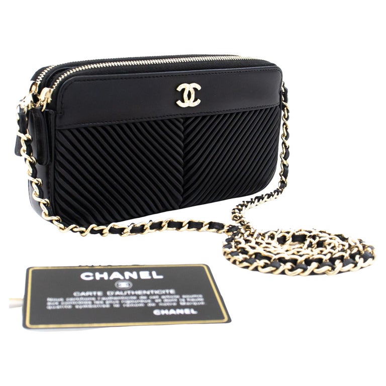 CHANEL V-Stitch Lambskin WOC Wallet On Chain Double Zip Chain Bag