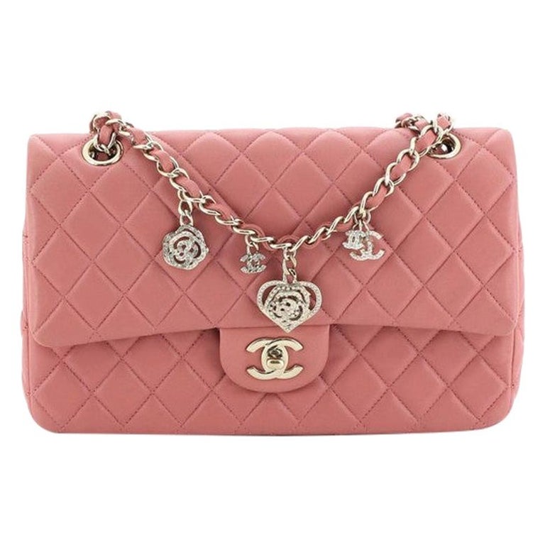 Chanel Valentine Crystal Hearts Flap Bag Quilted Lambskin Medium