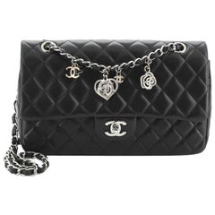 Chanel Valentine Crystal Hearts Klappe Tasche gesteppt Lammfell Medium