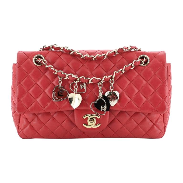 CHANEL CC COCO HEARTS VALENTINES CANVAS TOTE BAG WITH HUGE CC CHARM
