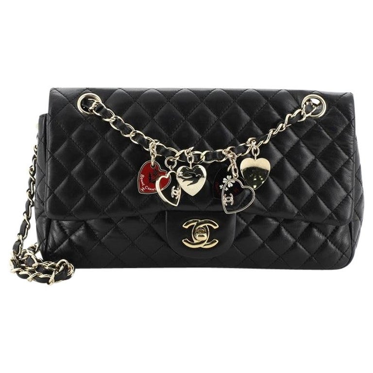 Chanel Lambskin Quilted Valentine Charms Classic Flap Bag