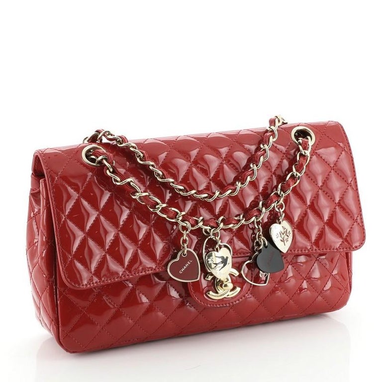 Chanel Valentine Hearts Flap Bag Quilted Patent Medium at 1stDibs