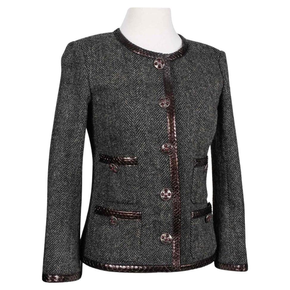 Chanel Vanessa Paradis Style CC Gripoix Buttons Tweed Jacket