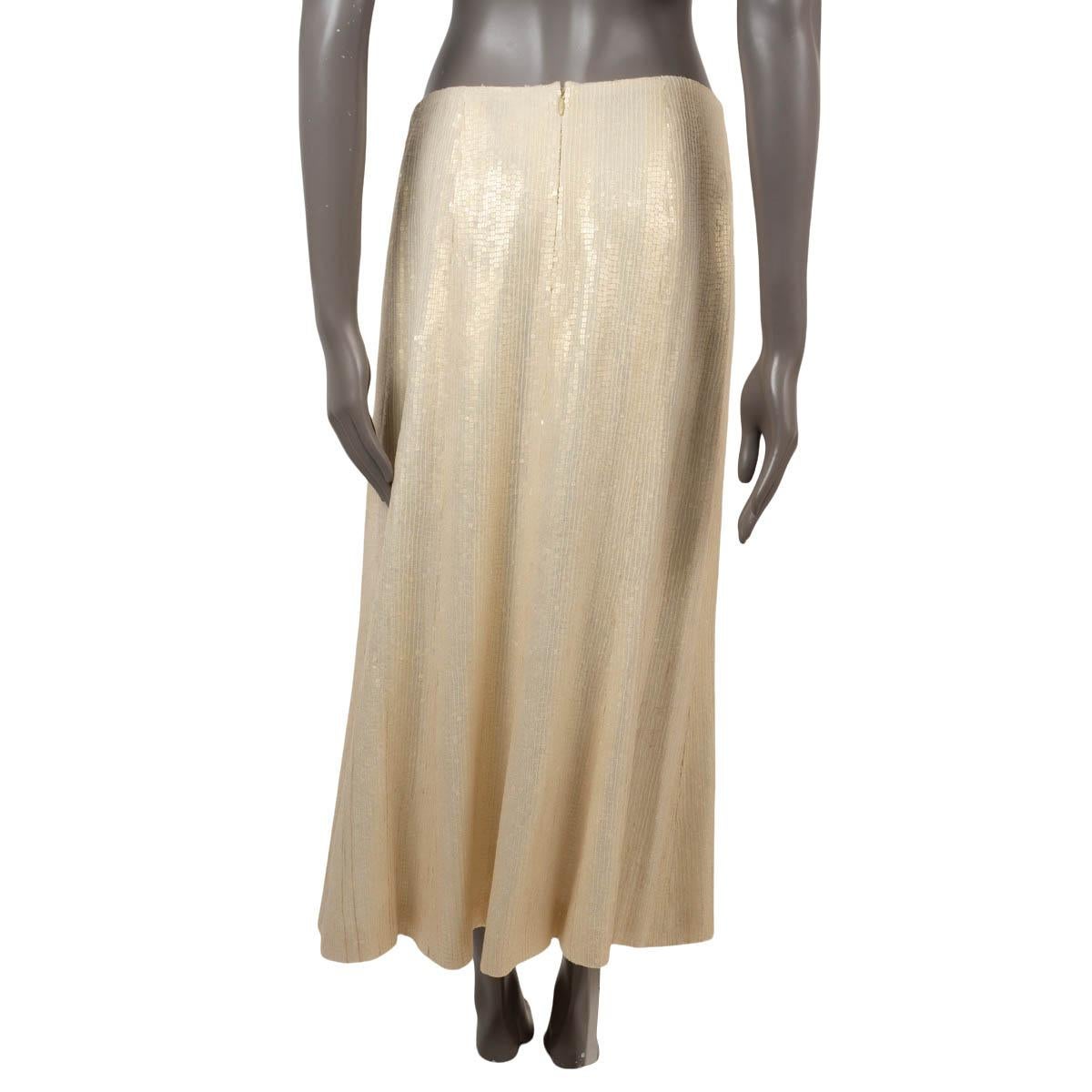 Women's CHANEL vanilla 2003 03C CAFE MARLY SEQUIN MIDI Skirt 42 L For Sale