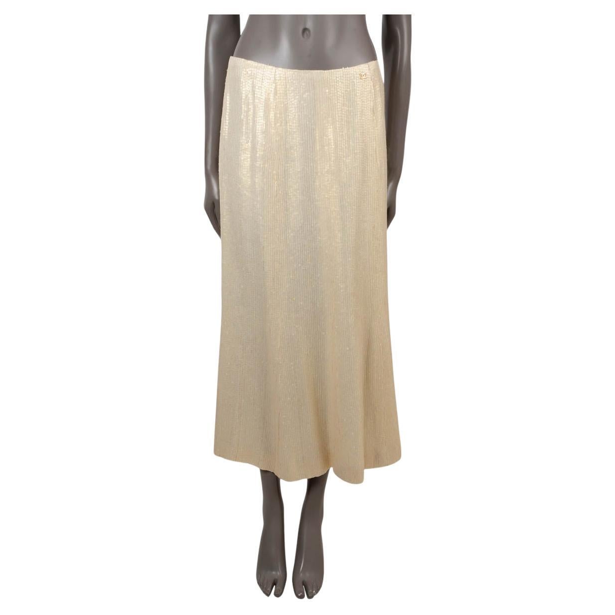 CHANEL vanilla 2003 03C CAFE MARLY SEQUIN MIDI Skirt 42 L For Sale