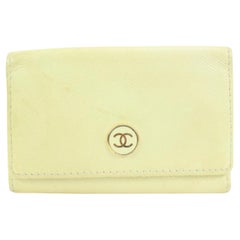 Chanel Vanilla Yellow Calfskin Button Line Key Holder 2cs524a