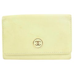 Chanel Vanilla Yellow Calfskin Button Line Key Holder 45ck21