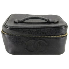 Chanel Vanity Case Caviar 869913 Black Leather Clutch
