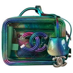 Handbags Chanel Small Green PVC Vanity Case with Rainbow Patent Leather