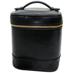 Chanel Vanity Case Quilted Lambskin 226198 Black Leather Tote