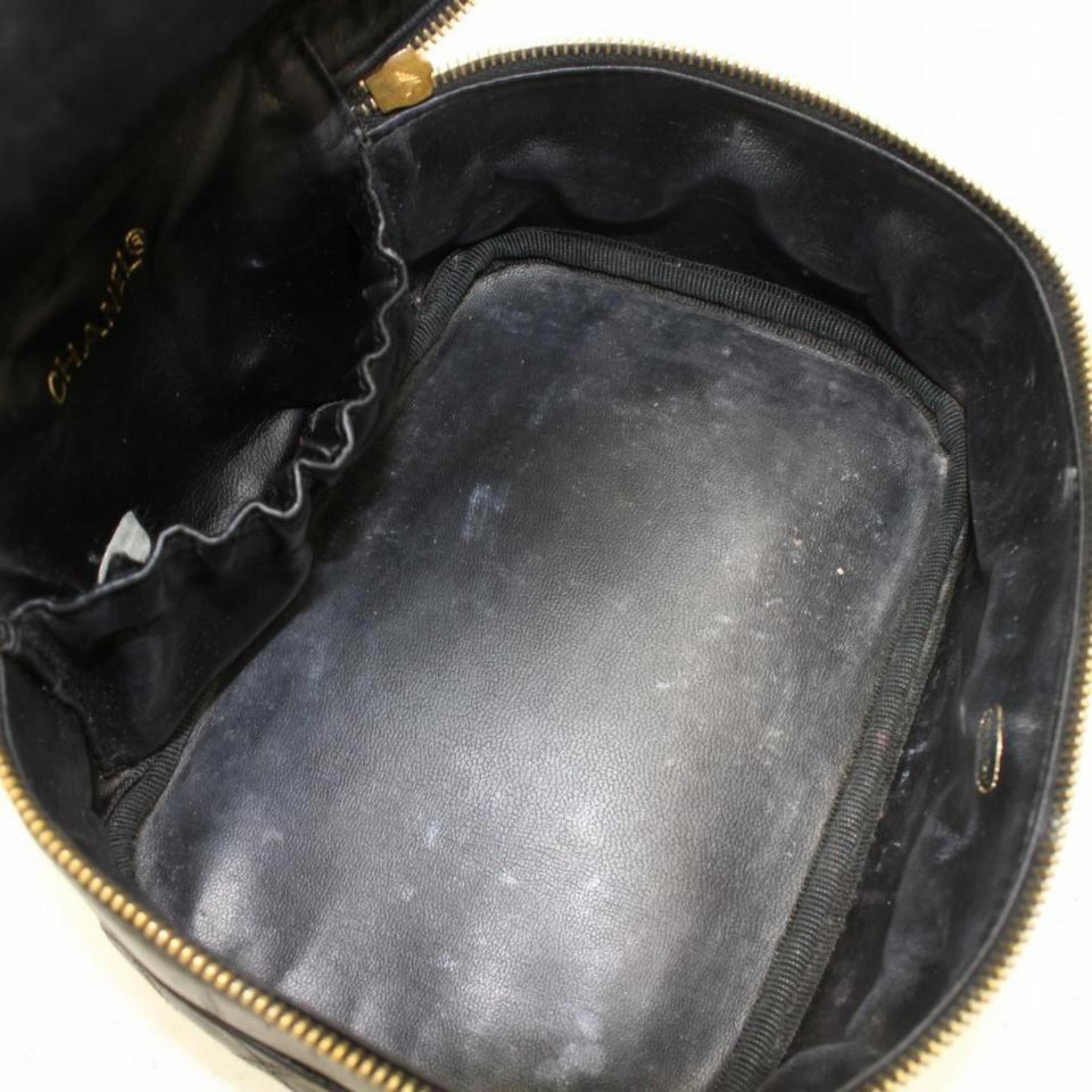 Chanel Vanity Case Quilted Lambskin Tote 869256 Black Leather Satchel In Good Condition For Sale In Forest Hills, NY