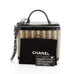 Chanel Vanity Case Rattan and Calfskin Small